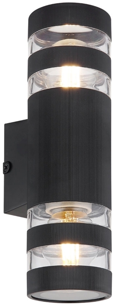 Wandleuchte, schwarz, Glas klar, Up Down, H 22 cm