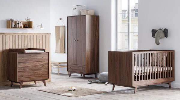 QMM TraumMöbel Babyzimmer-Komplettset Maddy, (Set, 4-tlg, Kleiderschrank 2-türig, Bett 70x140, Kommode, Wickelansatz)