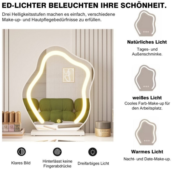 TWSOUL Schminktisch Drehbarer Schminktisch mit 6 Schubladen in Weiß, Multifunktionaler Schmink- und Arbeitstisch für Schlafzimmer oder Büro Bild 2