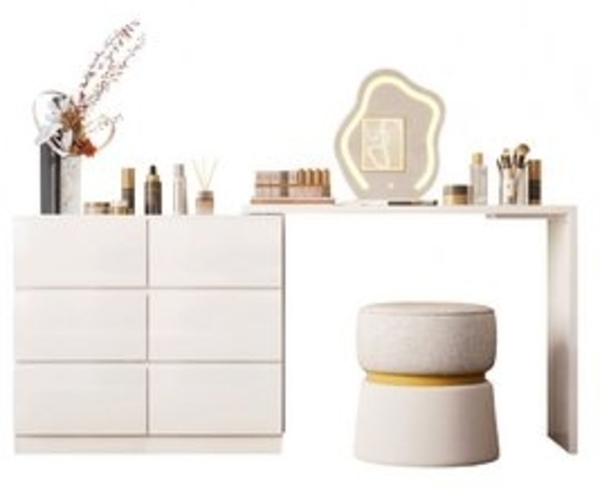 TWSOUL Schminktisch Drehbarer Schminktisch mit 6 Schubladen in Weiß, Multifunktionaler Schmink- und Arbeitstisch für Schlafzimmer oder Büro Bild 6