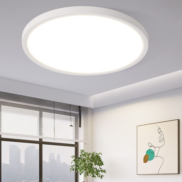 ZMH Deckenlampe LED Deckenleuchte Flach - 18W Badlampe Warmweiß Rhombenplatte Ø22cm Badezimmer Badezimmerlampe Deckenbeleuchtung IP44 Wasserdicht Küchenlampe Rund Weiß für Bad Flur Küche Schalfzimmer