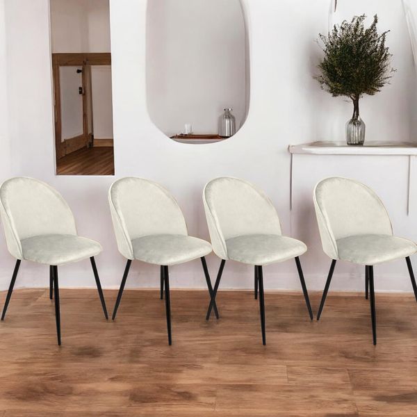 Dmora Stuhl Stinson Weiß, 4 Stühle gepolstert, bis 120 kg