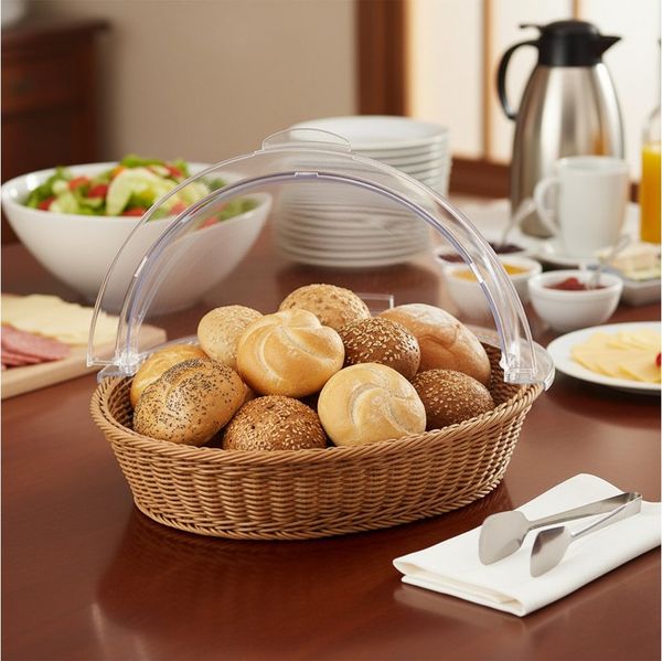 Mahlzeit Brotkorb Rattan Brotkorb mit Rolltop-Deckel, 42 x 39 x 29 cm, geflochten, Kunststoff, (1-tlg), Leicht zu reinigen