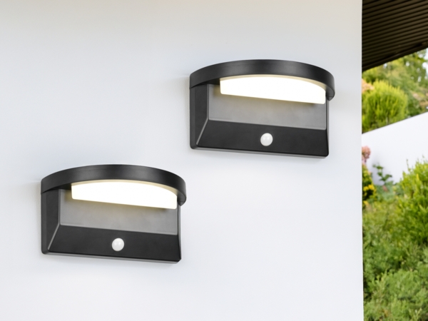 2er SET Solar Außenwandleuchten auch per USB aufladbar mit Bewegungsmelder