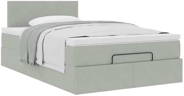 vidaXL Ottoman-Bett mit Matratze Hellgrau 120x200 cm Samt 3311693 Bild 4