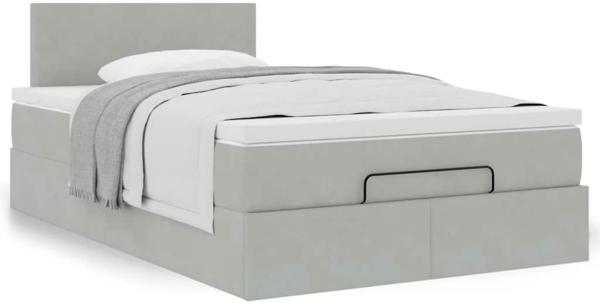 vidaXL Ottoman-Bett mit Matratze Hellgrau 120x200 cm Samt 3311693 Bild 3