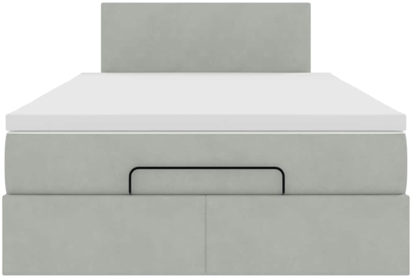 vidaXL Ottoman-Bett mit Matratze Hellgrau 120x200 cm Samt 3311693 Bild 6