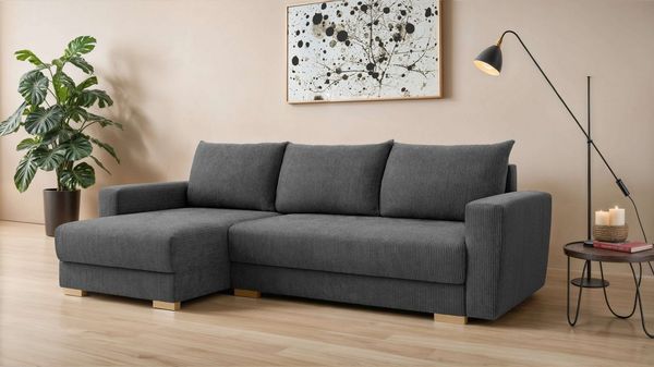 Home affaire Ecksofa MAGHERA universell Schlafsofa mit Bettkasten, Maße B/T/H: 255/142/84cm, L-Form mit Recamiere rechts oder links montierbar, hoher Sitzkomfort