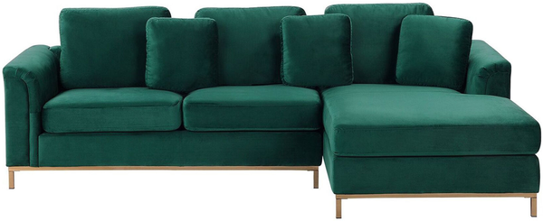 Ecksofa Samtstoff grün linksseitig OSLO