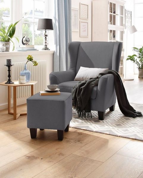 Home affaire Ohrensessel Chilly, Sessel mit Hocker und Federkern-Polsterung, (Set, 2-St, bestehend aus Sessel und Hocker), in Cord und Microfaser-Bezug, Unser Dauertiefpreis