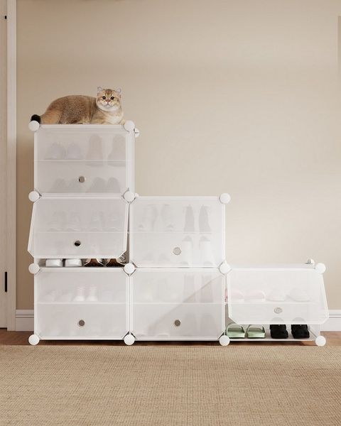 Sekey Schuhregal Schuhregal Schuhschrank Schuh-Organizer Stecksystem DIY-Regal, 1-tlg 24 Paar Schuhe Kunststoff mit Weiß 6 Tür