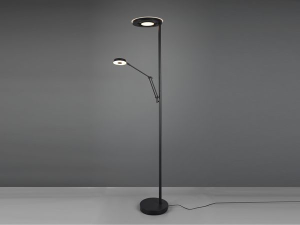 LED Deckenfluter BARRIE mit Leselampe verstellbar Schwarz 181cm