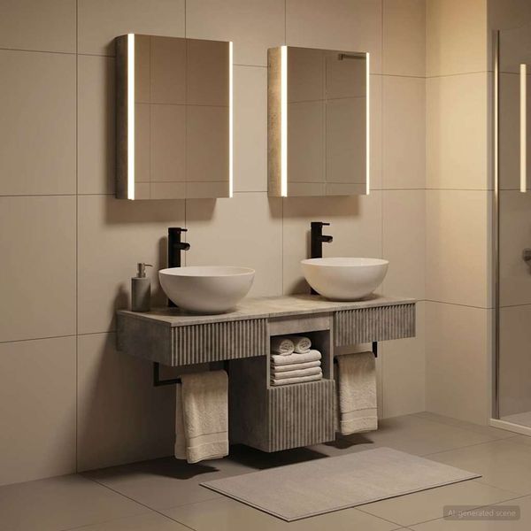 vidaXL Badezimmerschrank-Set 5 pcs Betongrau 43 x 11,5 x 60,5 cm 3406290