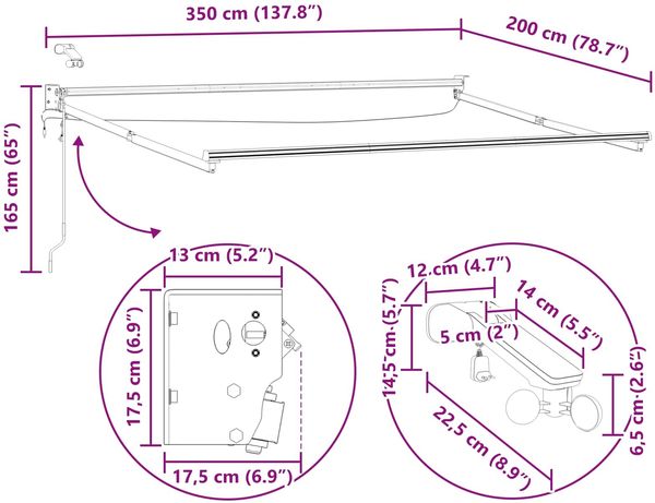 vidaXL Elektrisches Markisenrahmen Weiß 3,5 x 2 m Aluminium 42024211 Bild 11