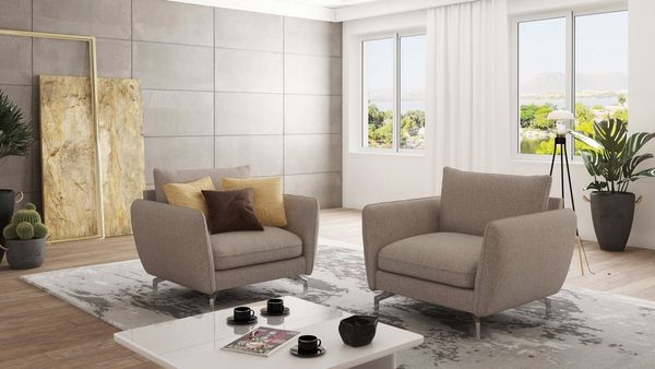 S-Style Möbel Sessel Benita mit Silber Metall Füßen, mit Wellenfederung