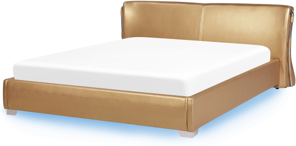 Lederbett gold Lattenrost 180x200 cm mit LED-Beleuchtung bunt PARIS