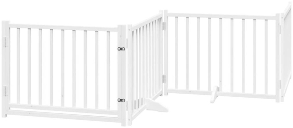 vidaXL 4-tlg. Hundetor mit Tür Faltbar Weiß 320 cm Massivholz Tanne 352281