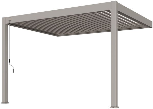 Weide Deluxe | Wand Pergola | Voll Aluminium | 3 x 3,6 M | Lamellendach Ivory Sand