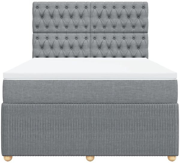 vidaXL Boxspringbett mit Matratze Hellgrau 140x190 cm Stoff 3294358 Bild 6