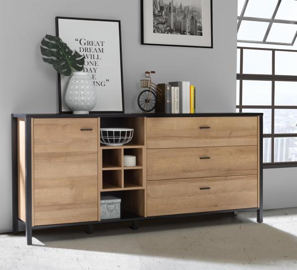 Sideboard >Hialeah< in Riviera Eiche - 186,3 x 85,1 x 40,2 cm (BxHxT)