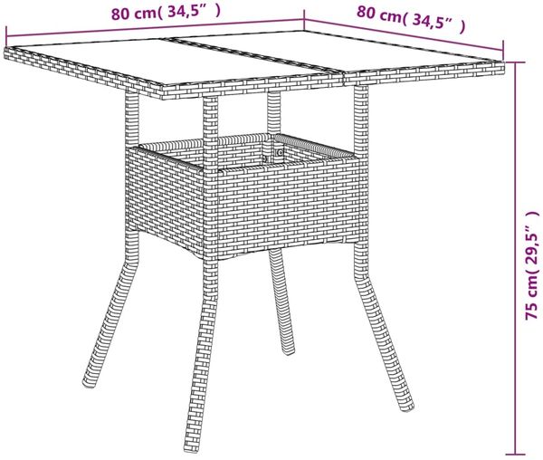 vidaXL 3-tlg. Garten-Essgruppe mit Kissen Schwarz Poly Rattan Glas 3278599 Bild 9