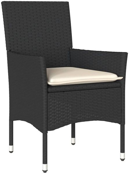 vidaXL 3-tlg. Garten-Essgruppe mit Kissen Schwarz Poly Rattan Glas 3278599 Bild 3
