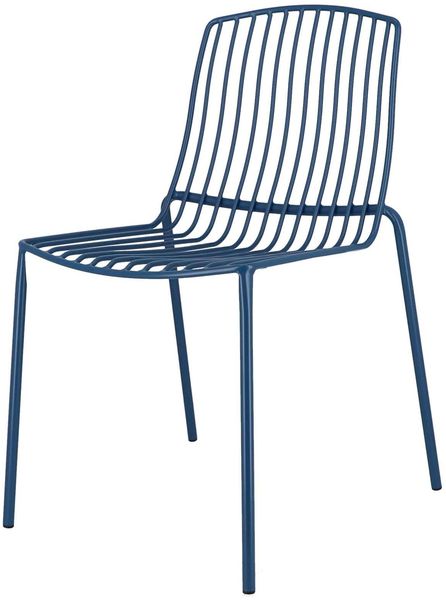 Mori Outdoor Stuhl aus Stahl blau ohne Armlehnen