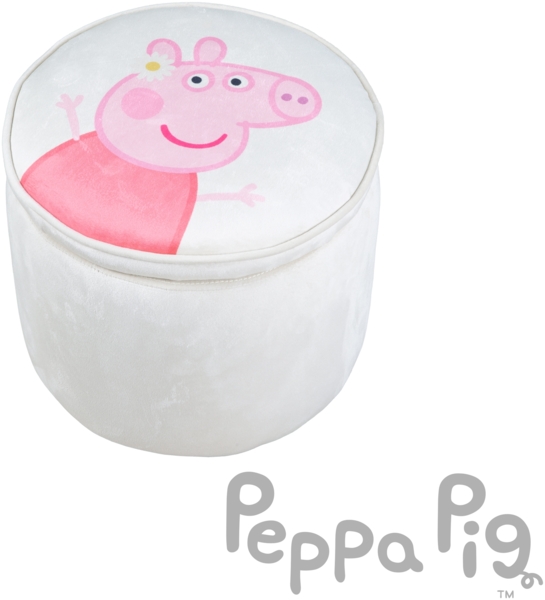 roba Kinderhocker 'Peppa Pig' rund - gepolstert - mit Samtstoff bezogen - Beige