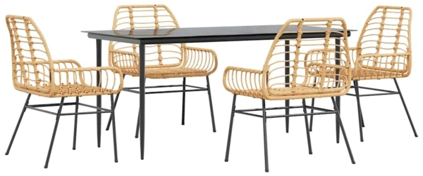 vidaXL 5-teiliges Garten-Esszimmerset Braunes Polyrattanglas 3334446