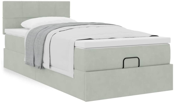 vidaXL Ottoman-Bett mit Matratze Hellgrau 80x200 cm Samt 3311735 Bild 3