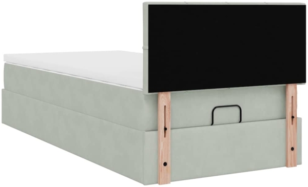 vidaXL Ottoman-Bett mit Matratze Hellgrau 80x200 cm Samt 3311735 Bild 10