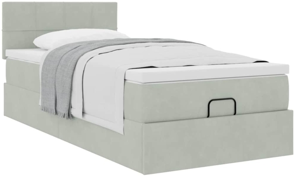 vidaXL Ottoman-Bett mit Matratze Hellgrau 80x200 cm Samt 3311735 Bild 4