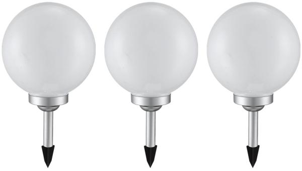 3er Set LED Solar Kugel Steckleuchte, weiß, D 20 cm
