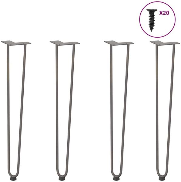 vidaXL Haarnadelbeine für Konsolentische 4 Stk. Naturstahl 72 cm Massivstahl 4012427