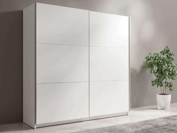 INOSIGN Kleiderschrank Fresno Wäscheschrank mit 5 Einlegeböden und Kleiderstange Garderobe mit 2 Schwebetüren, B/H/T 200/207/62 cm