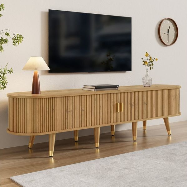 MODFU Lowboard Rustikaler TV-Schrank (Fernsehtisch, Wohnzimmermöbel, Fernsehschrank, 1 St, Walnussoptik, viel Stauraum), natürliches Design, Holzfarbe-Optik