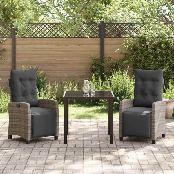 vidaXL Garten Essgruppe 3 pcs Grau Poly-Rattan 3380435 Bild 3