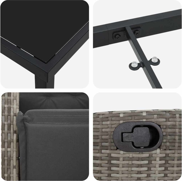 vidaXL Garten Essgruppe 3 pcs Grau Poly-Rattan 3380435 Bild 8