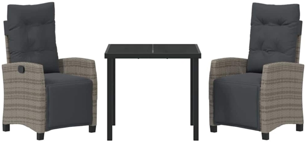 vidaXL Garten Essgruppe 3 pcs Grau Poly-Rattan 3380435 Bild 6