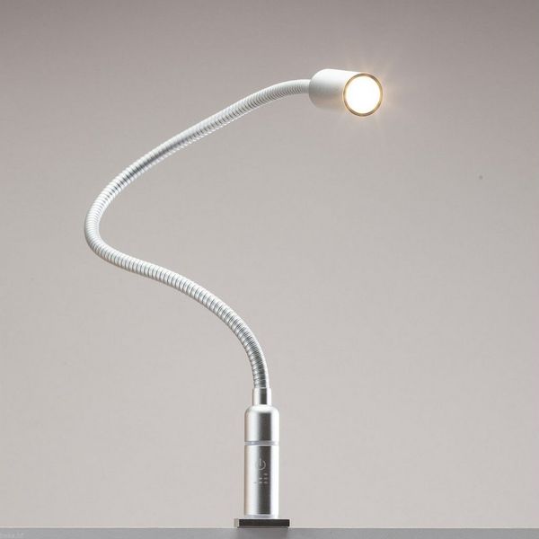 kalb Bettleuchte 3W LED Leseleuchte Nachttischlampe Bettlampe Leselampe dimmbar, 1er Set silbergrau, warmweiß