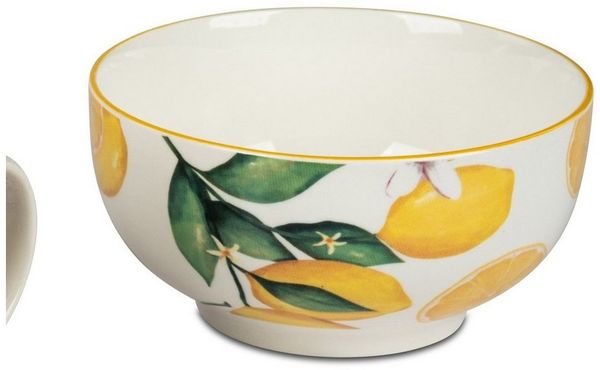 formano Müslischüssel Fresh Lemon, Porzellan, Spülmaschinengeeignet, Weiß, Zitronen, H: 7cm