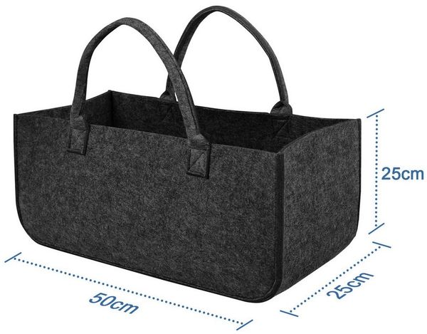 FIVMEN Kaminholzkorb Filztaschen für Kaminholz Filztasche Faltbar Brennholzkorb 50x25x25cm (4 St), Filz Organizer für Feuer Brennholz Regale Schränke Haus Büro Zeitungen