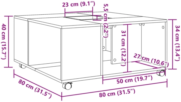 vidaXL Couchtisch Weiß 80x80x40 cm Holzwerkstoff 853173 Bild 9