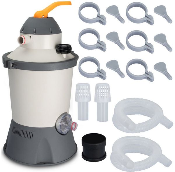 COIL Pool-Filterpumpe Sandpumpe, Sandfilter für schwimmbäder, Filterpumpe, (Pumpenleistung: 3028 l/h, Leistung: 90W, Stromversorgung: 220 – 240 V), Sandbehälter: 8 kg, 6-Wege-Ventil mit Manometer