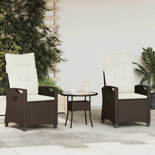 2er Set Gartenstuhl, Balkonstuhl Braun und Creme 56 x 60 x 112 cm
