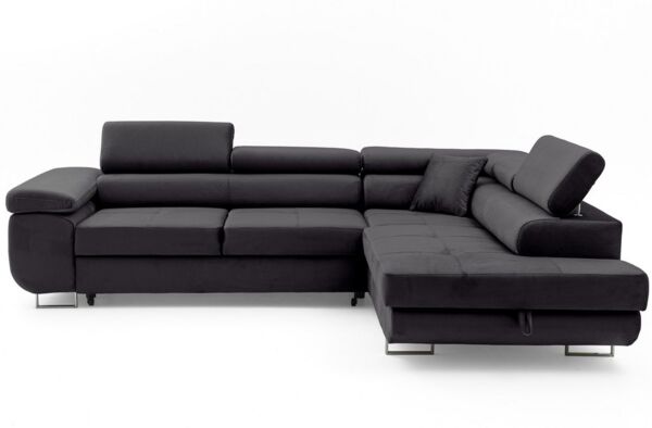 Muffo Ecksofa Wild Ecksofa mit Schlaffunktion, Verstellbare Kopfstützen, Schlaffunktion mit Bettkasten