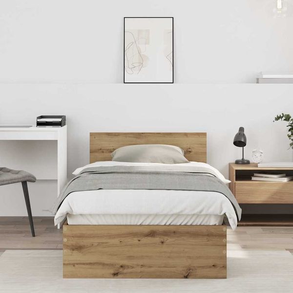 vidaXL Bettrahmen mit Kopfteil Artisan-Eiche 75 x 190 cm Holzwerkstoff 871661