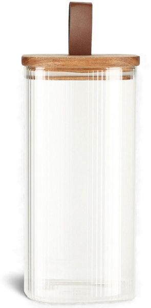 LS-LebenStil Vorratsdose mit Holz Deckel Vorratsglas Luftdicht Borosilikat, Glas, (Küche Organizer Aufbewahrungsbox Glasbehälter für Cornflakes Müsli Pasta, 1-tlg)