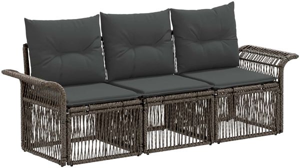 vidaXL Gartensofa-set 3 pcs Grau Poly-Rattan 3434747