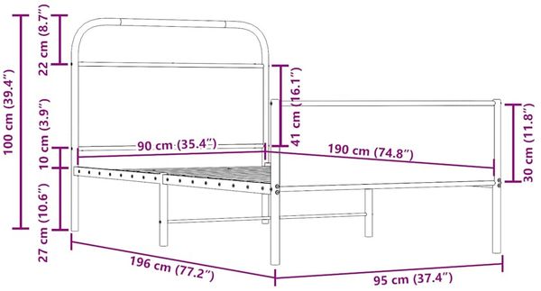 vidaXL Bettgestell ohne Matratze 90x190 cm Sonoma-Eiche Holzwerkstoff 4100384 Bild 9